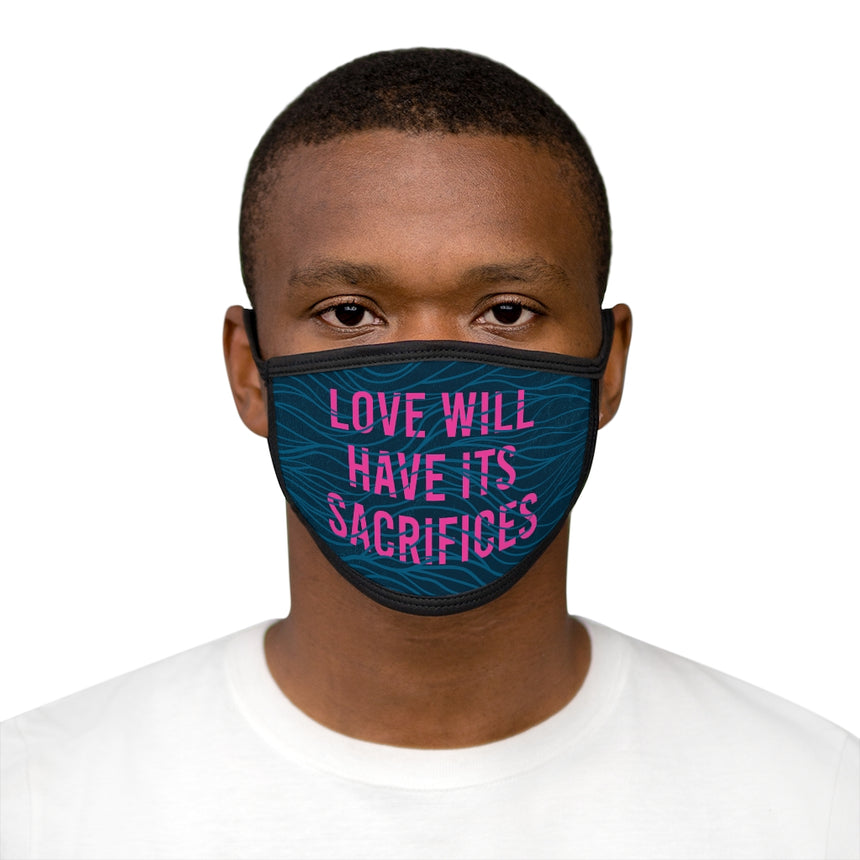 "Love Will Have Its Sacrifices" Pink/Blue Face Mask | Carmilla